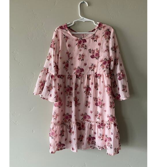 Wonder Nation Girls Floral Chiffon Mini Dress- Size M (7-8) - Picture 1 of 1